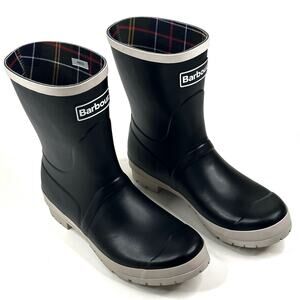 Barbour Banbury Black/White Pepper Mid Wellington Black Boot Womens 11US/9UK New
